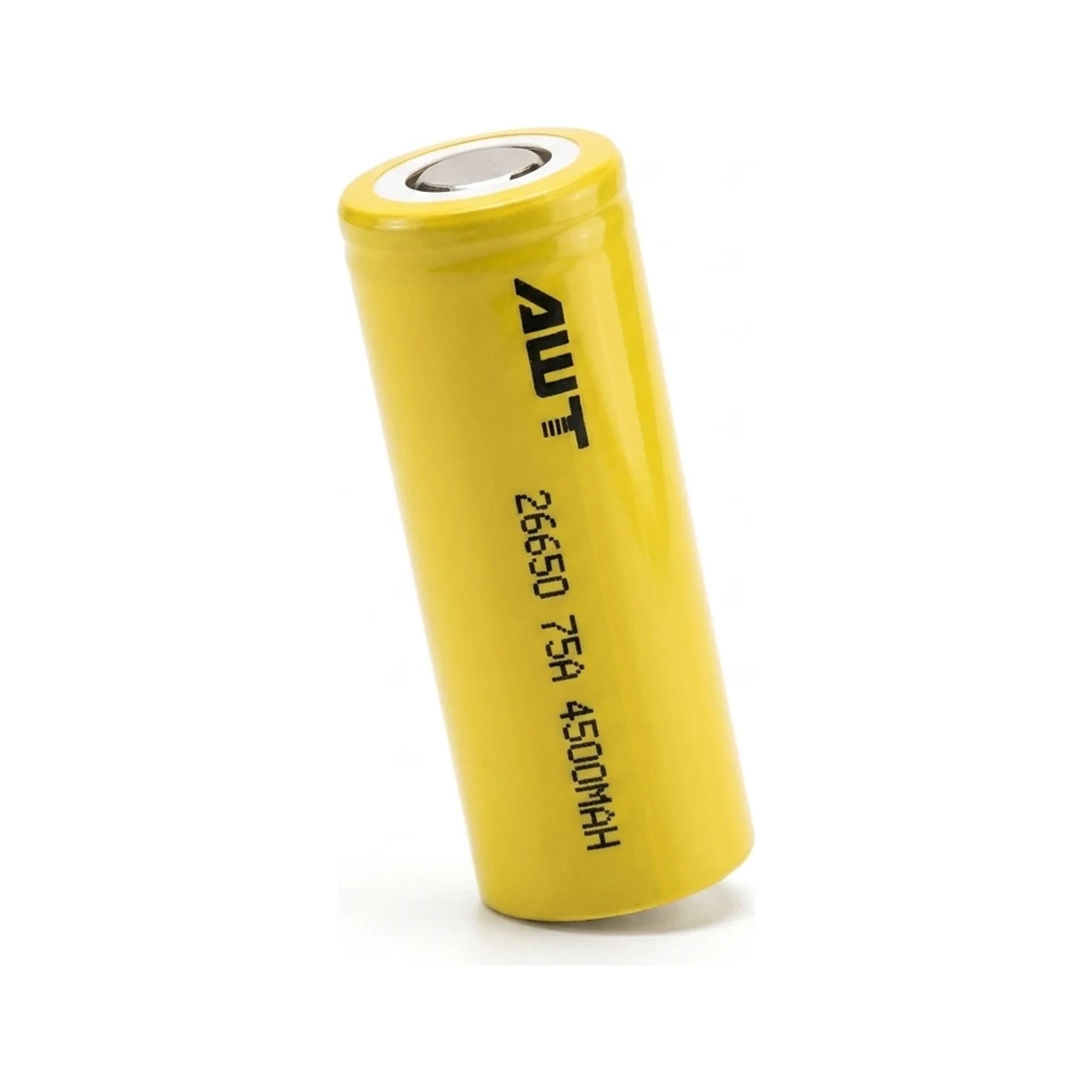 Illustrative render of the AWT 26650 75A 4500mAh cell