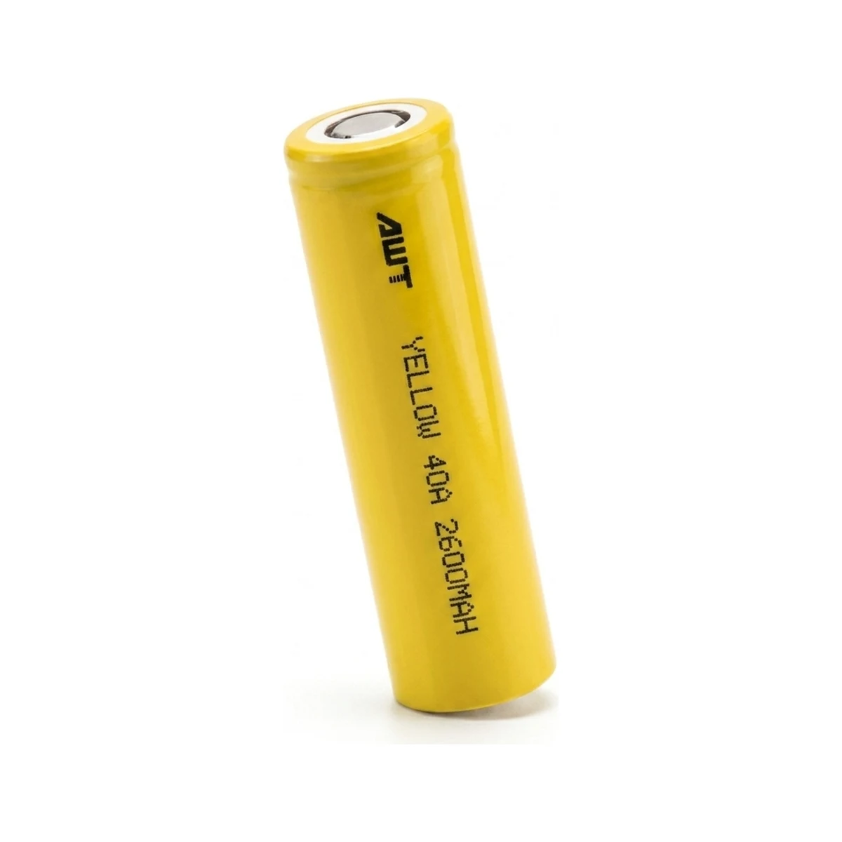 Illustrative render of the AWT YELLOW 40A 2600mAh cell