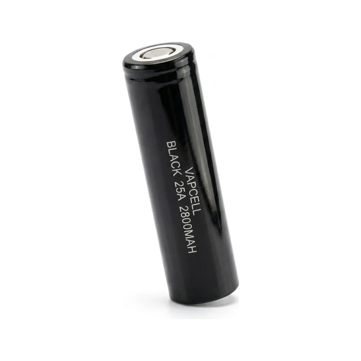 Illustrative render of the Vapcell BLACK 25A 2800mAh cell