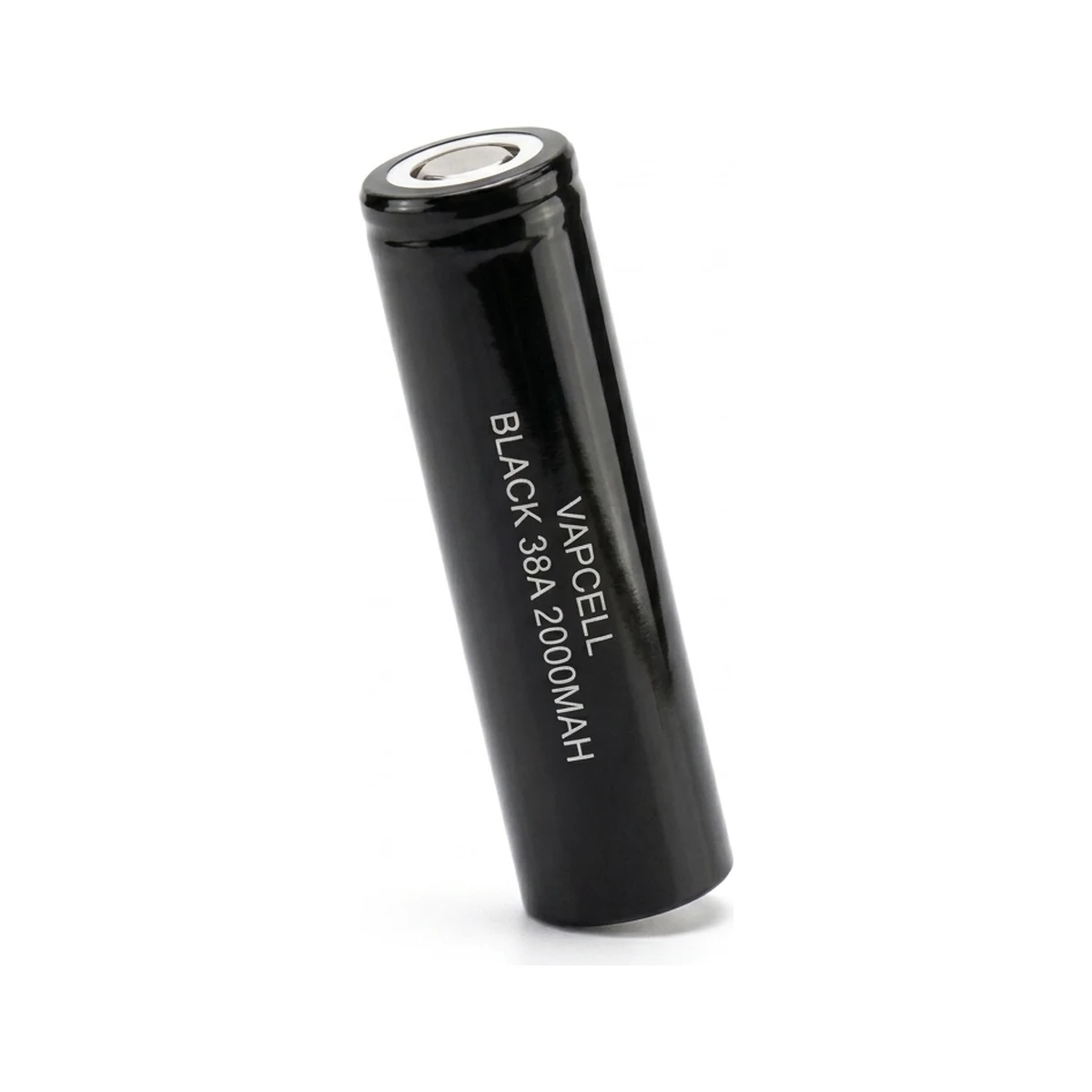 Illustrative render of the Vapcell BLACK 38A 2000mAh cell