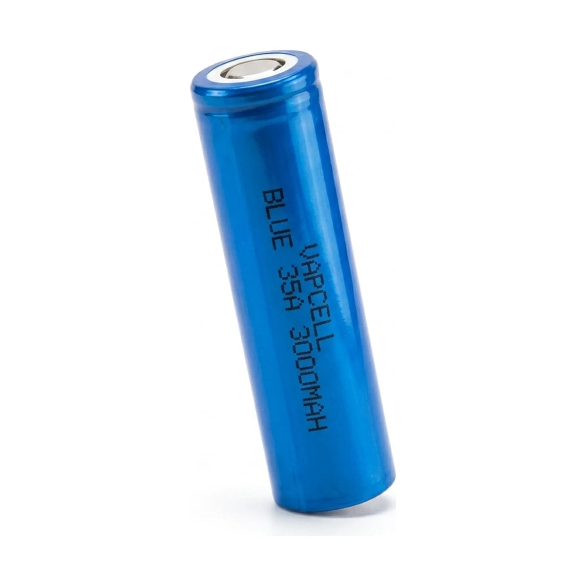 Illustrative render of the Vapcell BLUE 35A 3000mAh cell