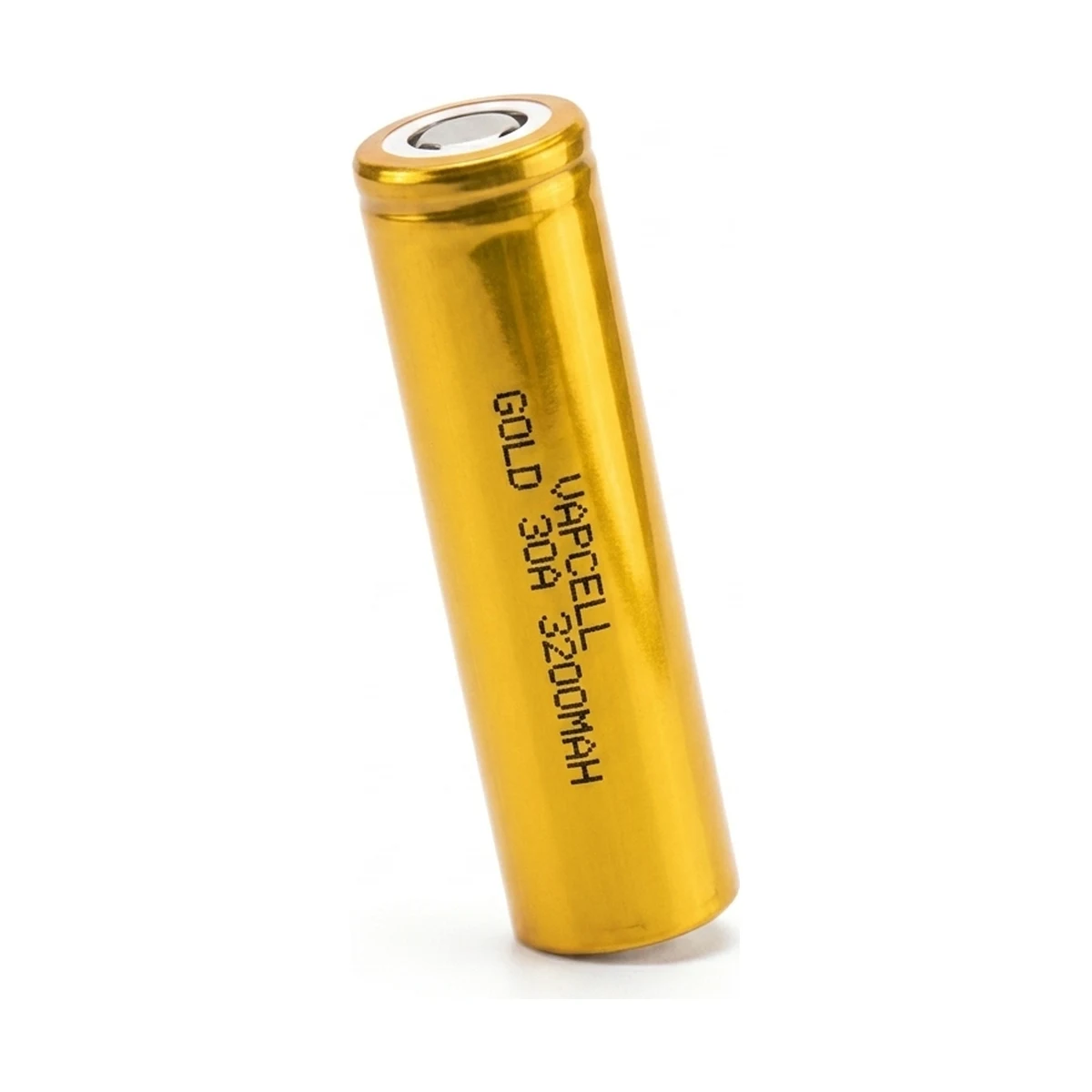 Illustrative render of the Vapcell GOLD 30A 3200mAh cell