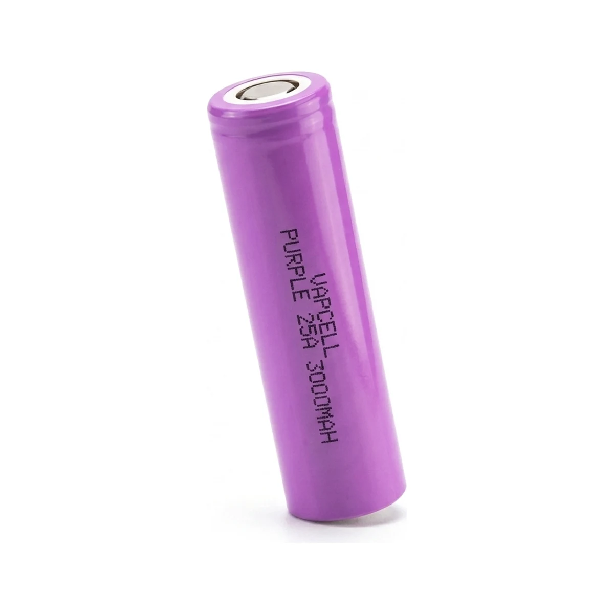 Illustrative render of the Vapcell PURPLE 25A 3000mAh cell