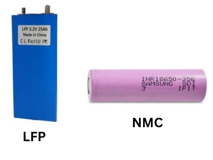 LFP (Lithium Iron Phosphate also LiFePo4) and NMC (Nickel Manganese Cobalt) Batteries
